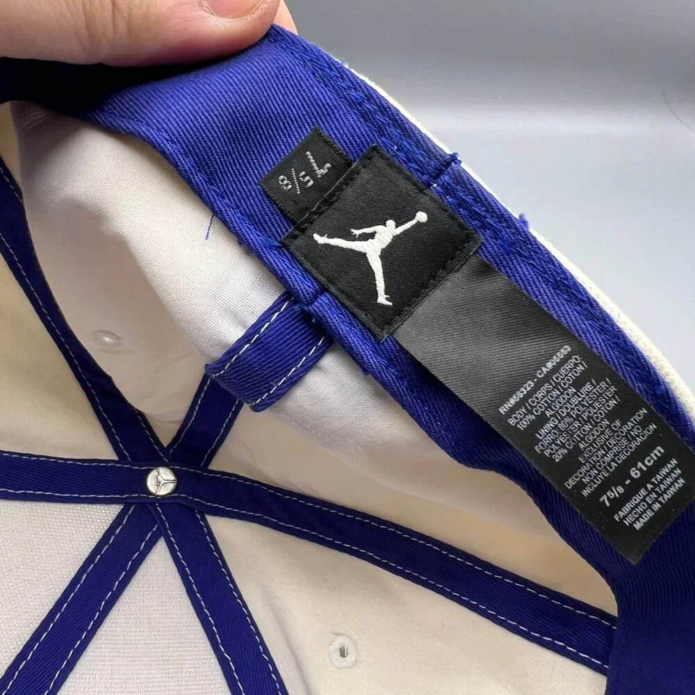 Air Jordan J11 Hat Men 7 5/8 White‎ Blue Jumpman Fitted Cap